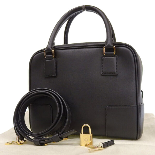 ob1961 2 Loewe Amazona 19 2WAY Handbag Leather Black