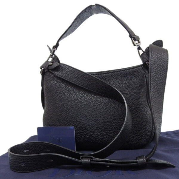 ob1966 2 Dior Saddle 2WAY Handbag Leather Black