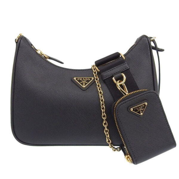 ob1968 1 Prada Re Edition 2WAY Saffiano Leather Shoulder Handbag Black