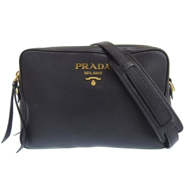 ob1971 1 Prada Vitello Dino Leather Shoulder Bag Black