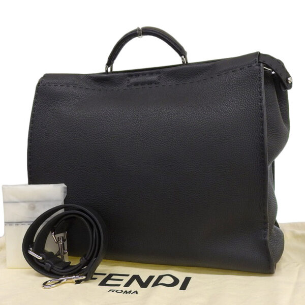 ob1983 2 Fendi Peekaboo Essential 2WAY Bag Leather Black