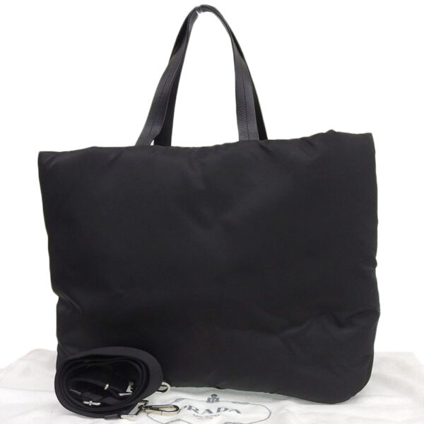 ob1984 2 Prada Nylon Leather 2WAY Tote Shoulder Bag Black