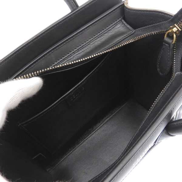 ob1991 6 Celine Luggage Nano 2WAY Leather Shopper Shoulder Bag White Black