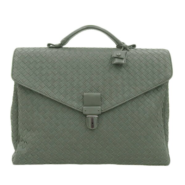 ob2004 1 Bottega Veneta Intrecciato Business Bag Leather Gray