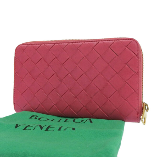 obb0533 2 Bottega Veneta Intrecciato Long Wallet Leather Pink