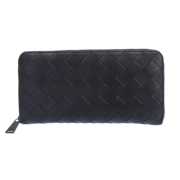 obb0549 1 Bottega Veneta Intrecciato Long Wallet Leather Black