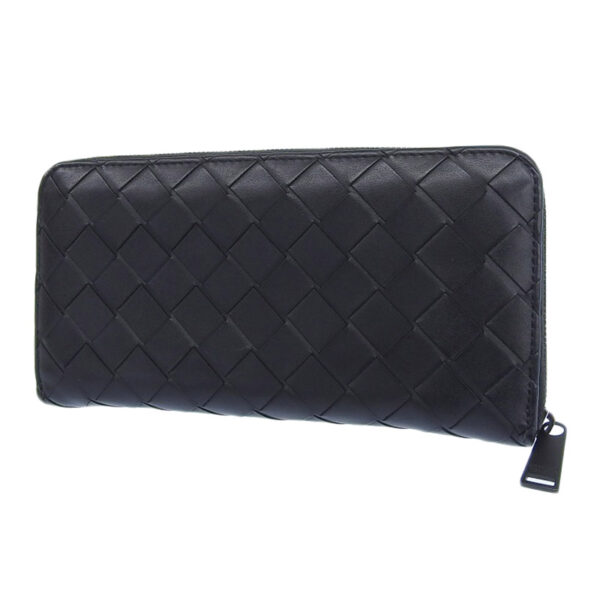 obb0549 2 Bottega Veneta Intrecciato Long Wallet Leather Black