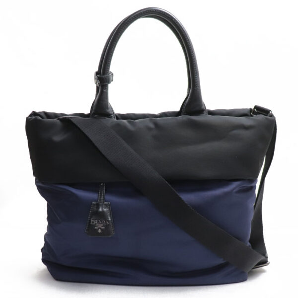 ot24 0217 8 218 Prada Nylon Reversible 2Way Shoulder Bag Blue Black