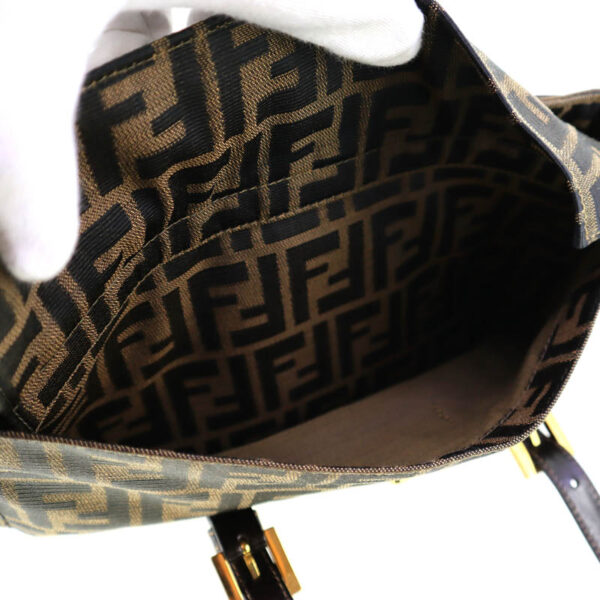 p21 154 8 Fendi Zucca Pattern Handbag Canvas Leather Brown