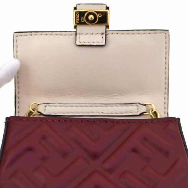 p21 346 9 Fendi Nano Baguette Charm Nappa Leather Burgundy