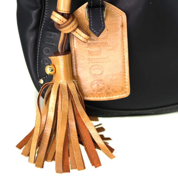 p21 931 13 Chloe Leather Shoulder Bag Black Fringe Tassel