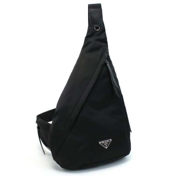 pra2vz092011 1 Prada Body Bag Leather Triangle Logo Nero Black