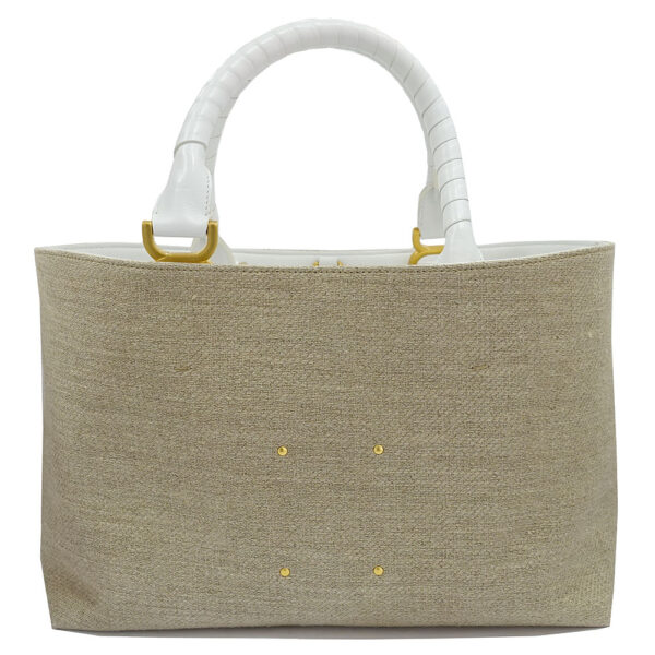 s2310 05 506960ik 04 Chloe Marcie Small Tote Bag Linen Calfskin White Sand