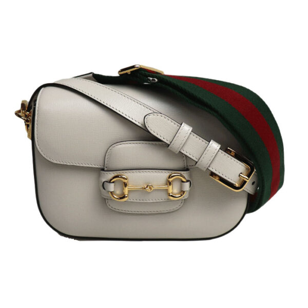 sb23 0714 33 715 Gucci Horsebit 1955 Mini 2Way Shoulder Bag White