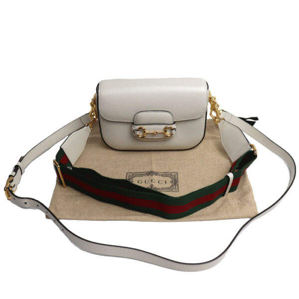 sb23 0714 33 716 Gucci Horsebit 1955 Mini 2Way Shoulder Bag White