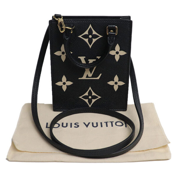 sb23 0728 1 735 Louis Vuitton Petite Sac Plat 2Way Shoulder Bag Empreinte Black Beige