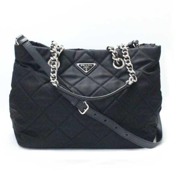 sb24 0119 17 1 Prada Tessuto Impuntu 2Way Shoulder Bag Black