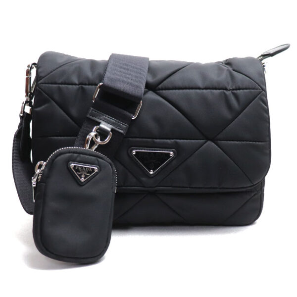 sb24 0202 16 203 Prada Padded Re Nylon Shoulder Bag Black