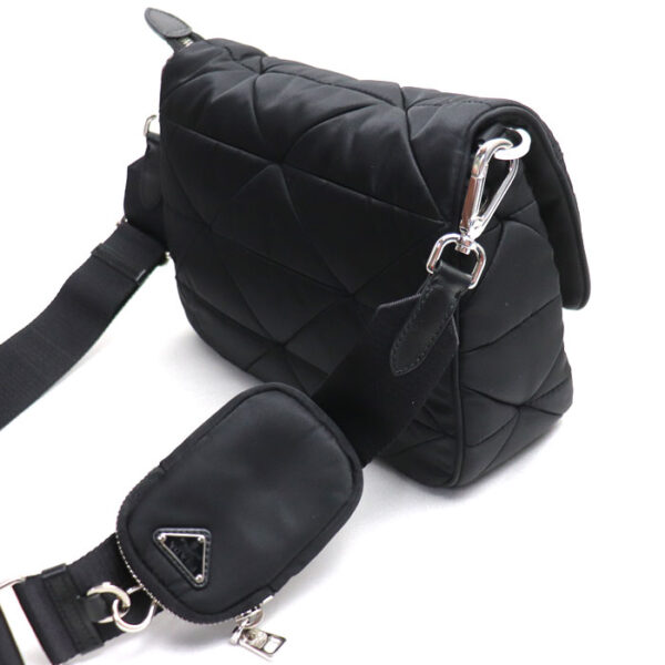 sb24 0202 16 204 Prada Padded Re Nylon Shoulder Bag Black