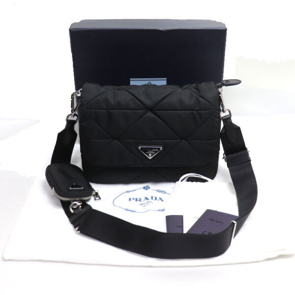 sb24 0202 16 209 Prada Padded Re Nylon Shoulder Bag Black