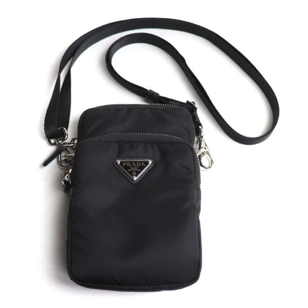 sb24 0322 16 323 Prada Re Nylon Tesuto Shoulder Bag Black