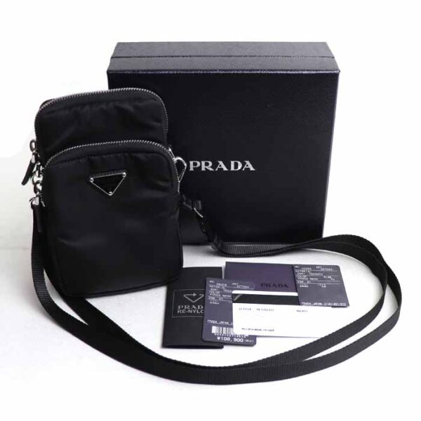 sb24 0322 16 330 Prada Re Nylon Tesuto Shoulder Bag Black