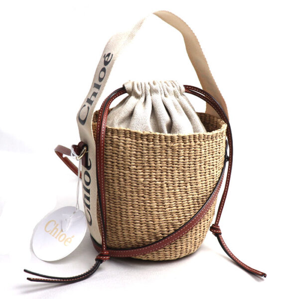 sb24 0412 21 413 Chloe Woody Small Basket 2Way Shoulder Bag White