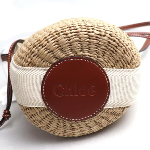 sb24 0412 21 415 Chloe Woody Small Basket 2Way Shoulder Bag White