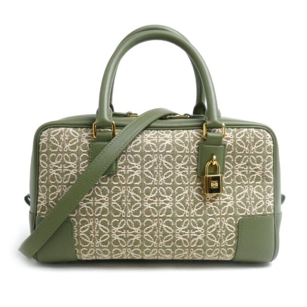 sb24 0712 37 1 Loewe Anagram Jacquard Amazona 23 2Way Shoulder Bag Khaki Beige