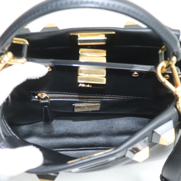 sb24 0823 19 826 Fendi Mini Peekaboo Studded 2Way Shoulder Bag Black