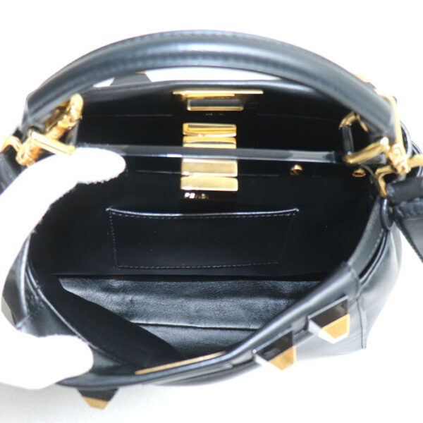 sb24 0823 19 827 Fendi Mini Peekaboo Studded 2Way Shoulder Bag Black