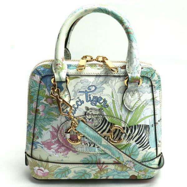 sb24 0823 22 824 Gucci Horsebit 1955 Tiger 2Way Shoulder Bag White Multicolor