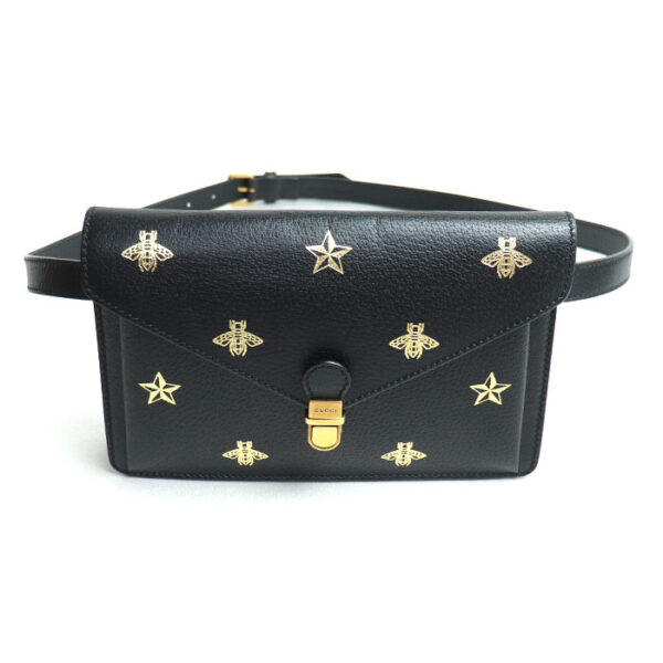 sb24 0823 23 824 Gucci Beaster Waist Bag Black