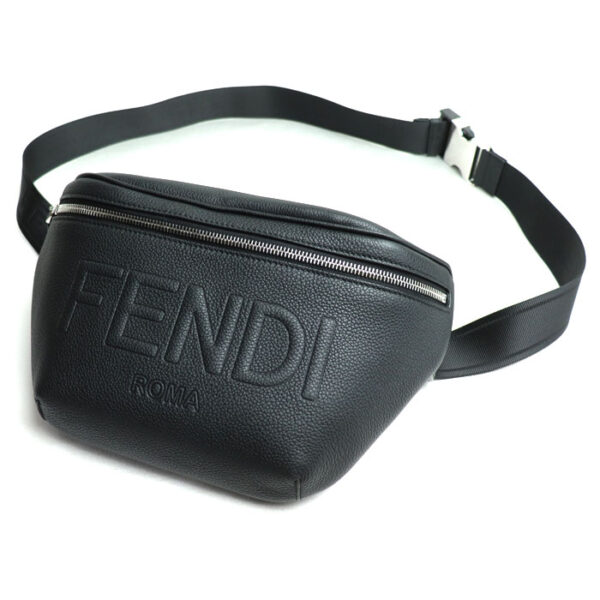 sb24 0830 36 831 Fendi Shadow Diagonal Belt Waist Bag Black