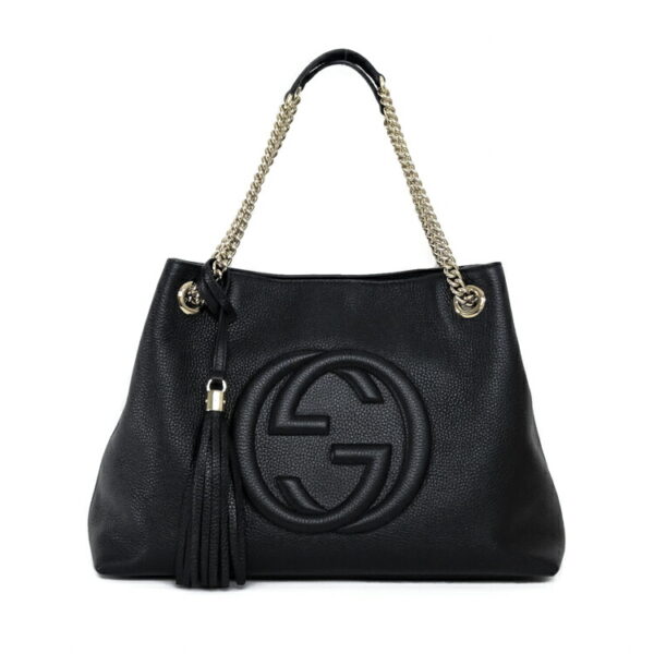 sw24 0414 01 Gucci Soho Interlocking G Tote Bag Leather Black