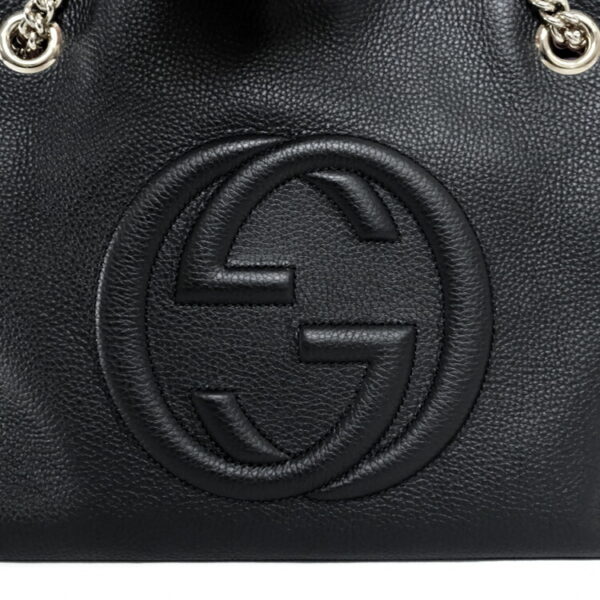 sw24 0414 03 Gucci Soho Interlocking G Tote Bag Leather Black