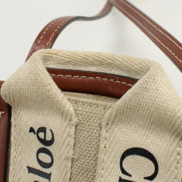 usdcl76263011008 Chloe Woody Nano Tote Bag Linen Canvas Brown