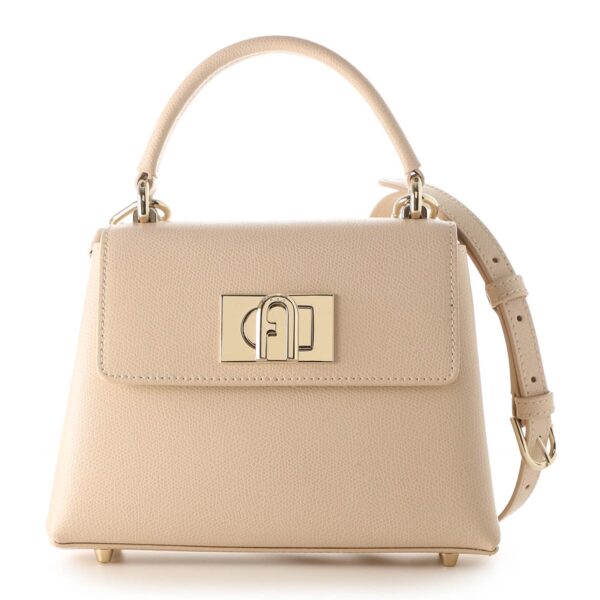 wb00109 are b4l0002 Furla 1927 Mini Top Handle Leather Handbag Beige