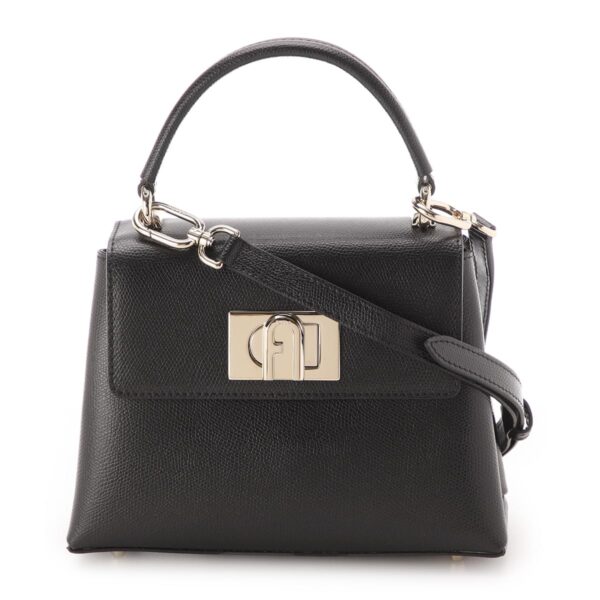 wb00109 are o6006 Furla 1927 Mini Top Handle Leather Handbag Black