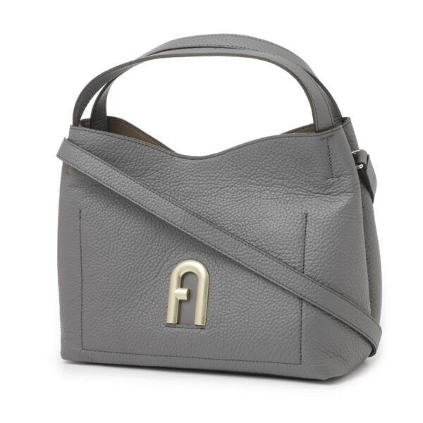 wb00507 bx0041 22601 Furla Primula S Hobo Leather Shoulder Bag Gray