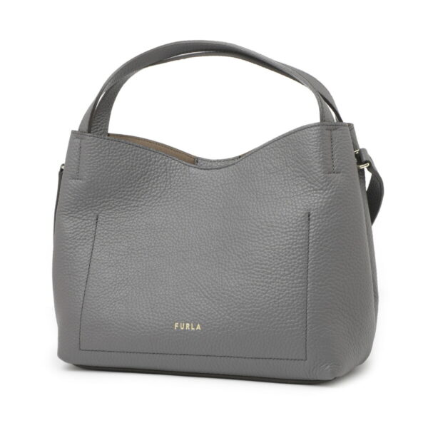 wb00507 bx0041 22604 Furla Primula S Hobo Leather Shoulder Bag Gray