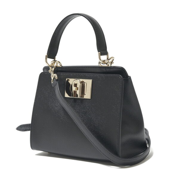 wb00677 are o600001 Furla 1927 Leather Shoulder Bag Black