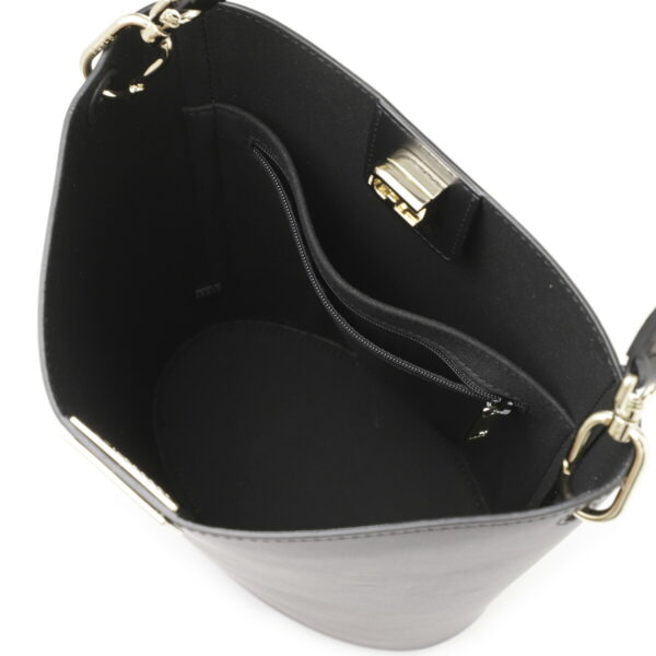 wb00861 ax0733 o6005 Furla Fleur Mini Bucket Leather Bag Black