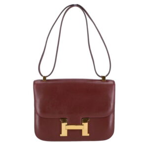 Hermes Constance Box Calf Shoulder Bag Sienne