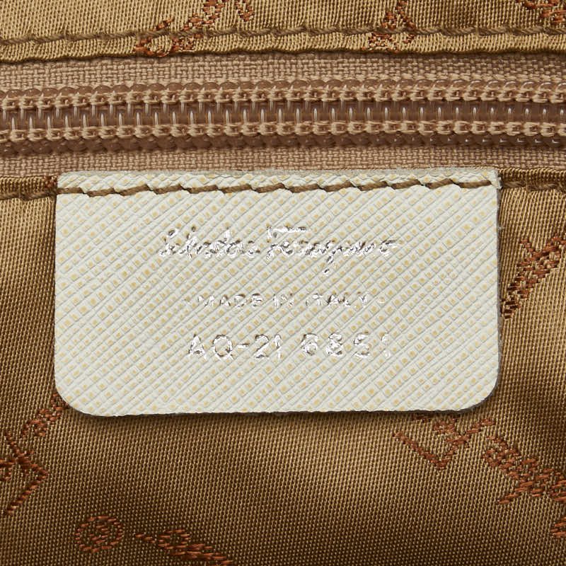 Salvatore Ferragamo Gancini Tote Bag Leather Pink Beige White - Image 10