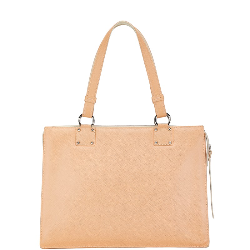Salvatore Ferragamo Gancini Tote Bag Leather Pink Beige White - Image 3