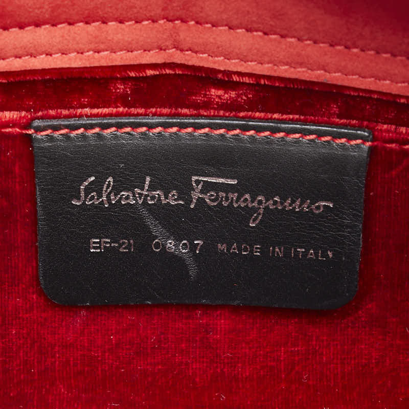 Salvatore Ferragamo Chain Shoulder Bag Velor Wine Red - Image 6