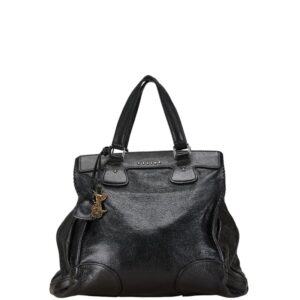 Celine Carriage Metal Leather Tote Handbag Black
