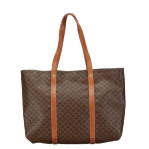 Celine Macadam Leather Tote Handbag Brown