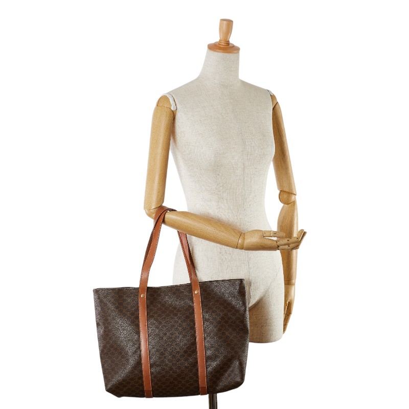 Celine Macadam Leather Tote Handbag Brown - Image 10